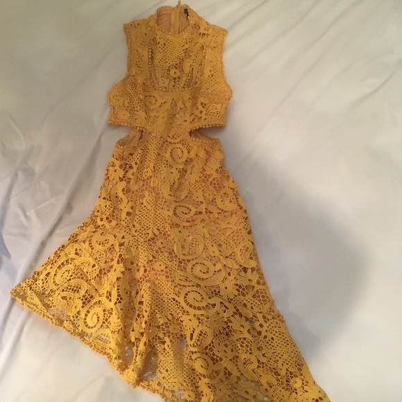 Fashion Nova Assymetrical Yellow Dress - Picture 4 of 6